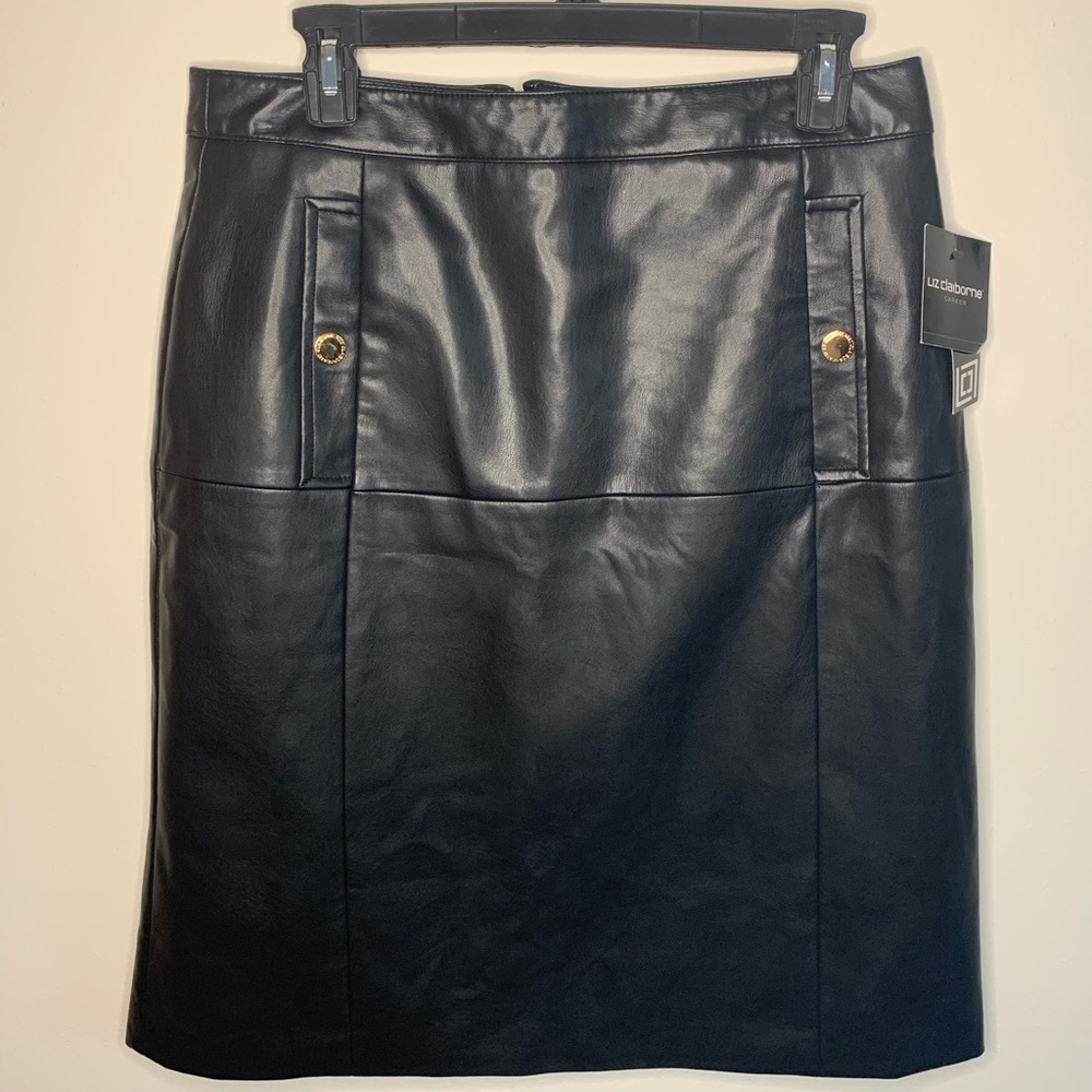 Black faux leather skirt by Liz Claiborne